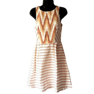 BEAUTIFUL Eva Franco Bisous cool ikat Dress fit and flare stripes size 4
